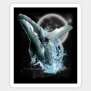 Blue whale dancing in moonlight Sticker